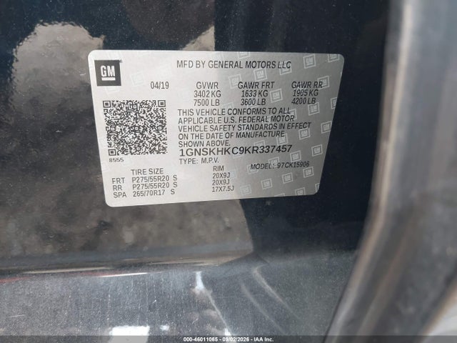 Chevrolet Suburban Lt 2019 1GNSKHKC9KR337457 Image 9