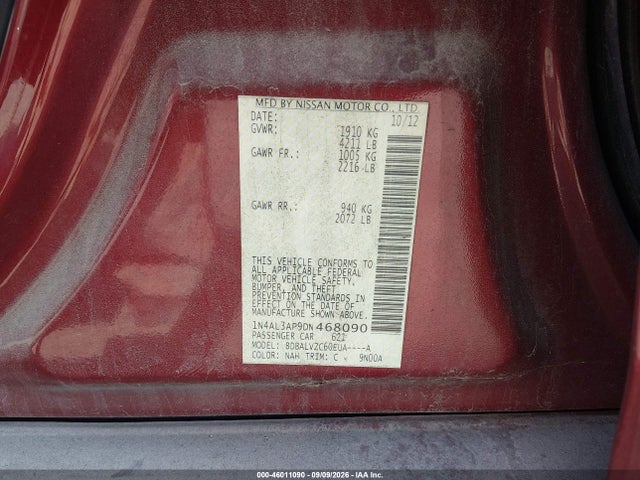 Aukcja sprzedaży 2013 Nissan Altima 2.5 Sl, vin: 1N4AL3AP9DN468090, numer aukcji: 46011090