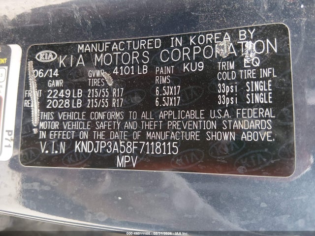KIA SOUL + 2015 KNDJP3A58F7118115 Image 9