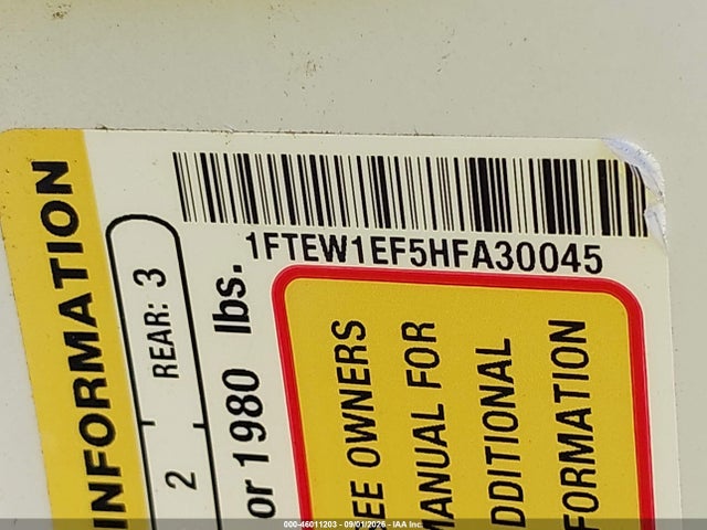 46011203 :رقم المزاد ، 1FTEW1EF5HFA30045 vin ، 2017 Ford F-150 Xl مزاد بيع