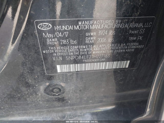 Продажа на аукционе авто 2018 Hyundai Elantra Sel, vin: 5NPD84LF2JH227163, номер лота: 46011218