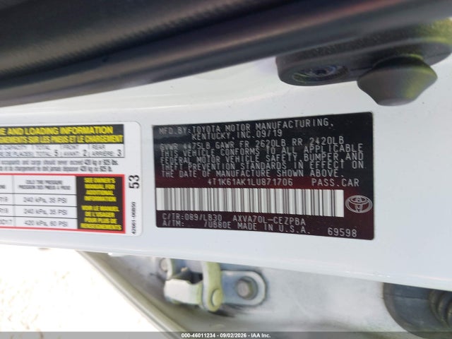 4T1K61AK1LU871706 Toyota CAMRY XSE