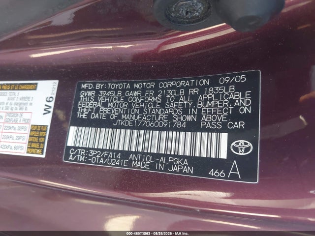 Aukcja sprzedaży 2006 Scion Tc, vin: JTKDE177060091784, numer aukcji: 46011243