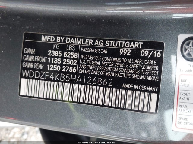 2017 Mercedes-benz E 300 4matic მანქანა იყიდება აუქციონზე, vin: WDDZF4KB5HA126362, აუქციონის ნომერი: 46011266
