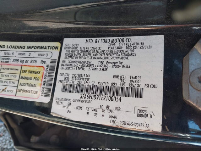 Продажа на аукционе авто 2014 Ford Fusion Titanium, vin: 3FA6P0D91ER100054, номер лота: 46011269