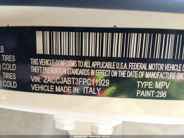 Aukcja sprzedaży 2015 Jeep Renegade Latitude, vin: ZACCJABT3FPC11929, numer aukcji: 46011287