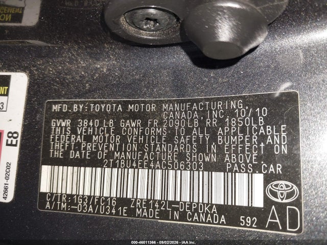 Продажа на аукционе авто 2010 Toyota Corolla Le, vin: 2T1BU4EE4AC506303, номер лота: 46011366