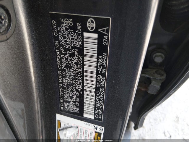 Продаж на аукціоні авто 2010 Toyota Camry Le V6, vin: JTNBK3EK1A3047564, номер лоту: 46011384