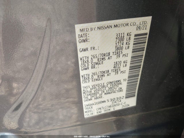 1N6AA1ED0MN530302 Nissan Titan