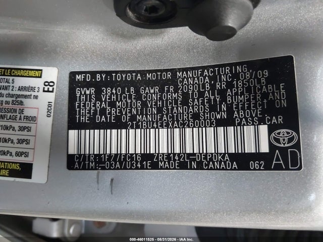 Продаж на аукціоні авто 2010 Toyota Corolla Le, vin: 2T1BU4EEXAC260003, номер лоту: 46011525