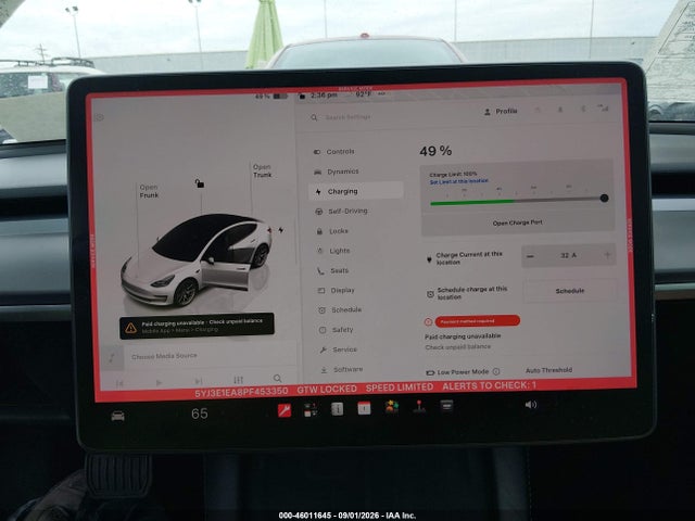 46011645 :رقم المزاد ، 5YJ3E1EA8PF453350 vin ، 2023 Tesla Model 3 Rear-wheel Drive مزاد بيع