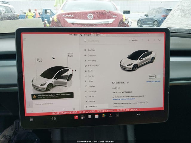 46011645 :رقم المزاد ، 5YJ3E1EA8PF453350 vin ، 2023 Tesla Model 3 Rear-wheel Drive مزاد بيع