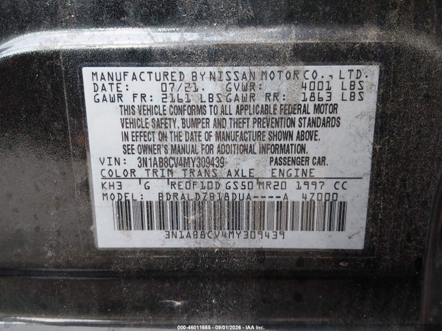 46011685 :رقم المزاد ، 3N1AB8CV4MY309439 vin ، 2021 Nissan Sentra Sv Xtronic Cvt مزاد بيع