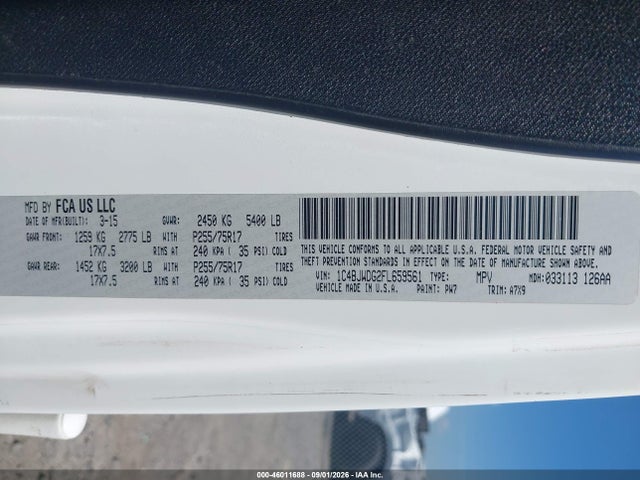 Продаж на аукціоні авто 2015 Jeep Wrangler Unlimited Sport, vin: 1C4BJWDG2FL659561, номер лоту: 46011688