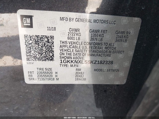 Продаж на аукціоні авто 2019 Gmc Acadia Denali, vin: 1GKKNXLS5KZ182328, номер лоту: 46011690