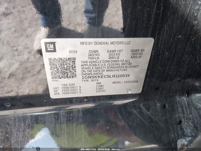 Aukcja sprzedaży 2020 Chevrolet Suburban 4wd Commercial Fleet, vin: 1GNSKKEC5LR110034, numer aukcji: 46011744