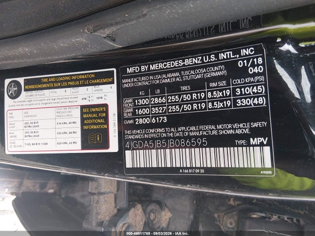 4JGDA5JB5JB086595 Mercedes-Benz GLE 350