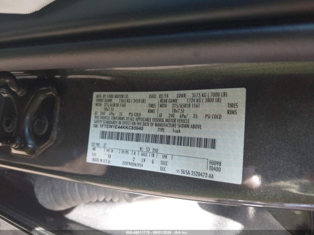Aukcja sprzedaży 2019 Ford F-150 Xlt, vin: 1FTEW1E44KKC85640, numer aukcji: 46011779