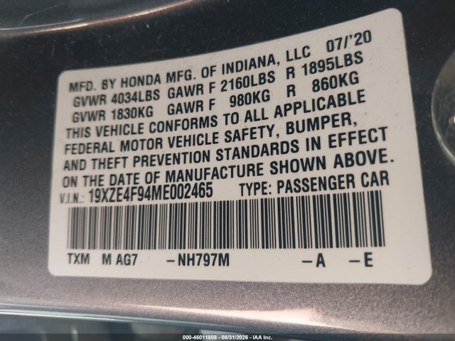 Honda Insight Touring 2021 19XZE4F94ME002465 Image 9