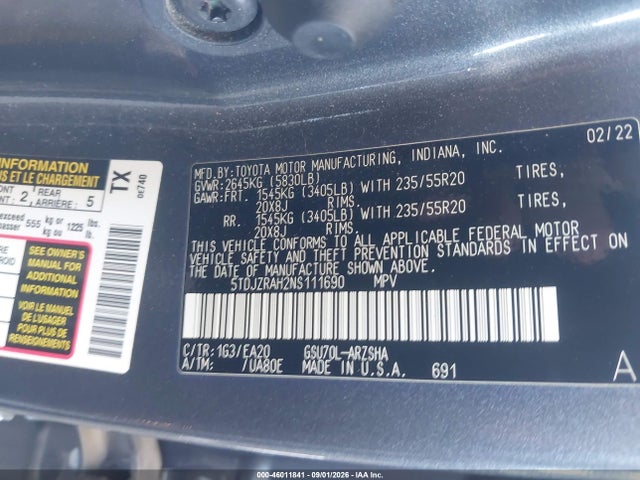 Toyota Highlander Xse 2022 5TDJZRAH2NS111690 Image 9