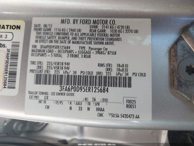 Ford Fusion Titanium 2014 3FA6P0D95ER125684 Image 9