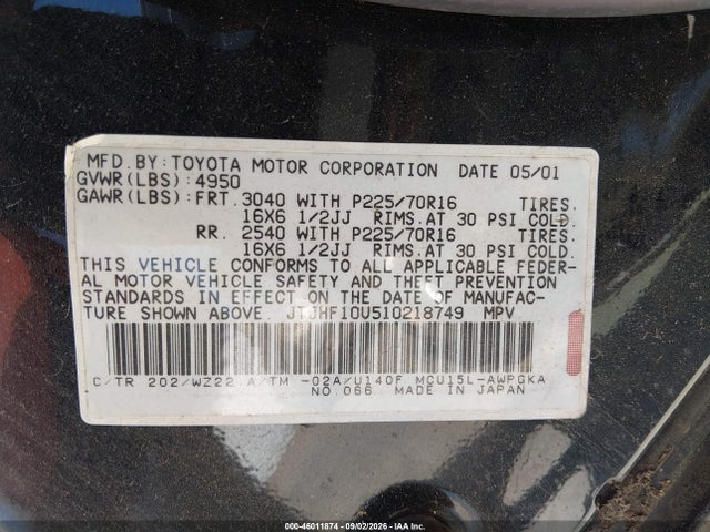Продажа на аукционе авто 2001 Lexus Rx 300, vin: JTJHF10U510218749, номер лота: 46011874