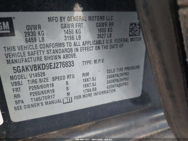 Aukcja sprzedaży 2014 Buick Enclave Leather, vin: 5GAKVBKD9EJ276833, numer aukcji: 46011877