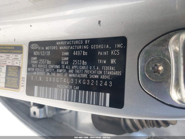 Продажа на аукционе авто 2019 Kia Optima Lx, vin: 5XXGT4L31KG321243, номер лота: 46011896