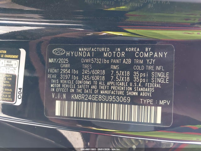 Продаж на аукціоні авто 2025 Hyundai Palisade Sel, vin: KM8R24GE8SU953069, номер лоту: 46011903