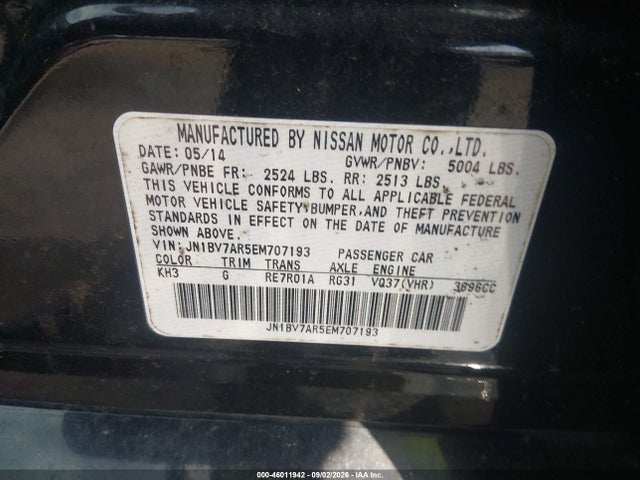 Aukcja sprzedaży 2014 Infiniti Q50, vin: JN1BV7AR5EM707193, numer aukcji: 46011942