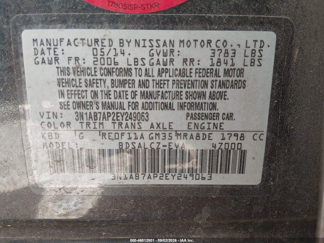 Nissan SENTRA S 2014 3N1AB7AP2EY249063 Image 9