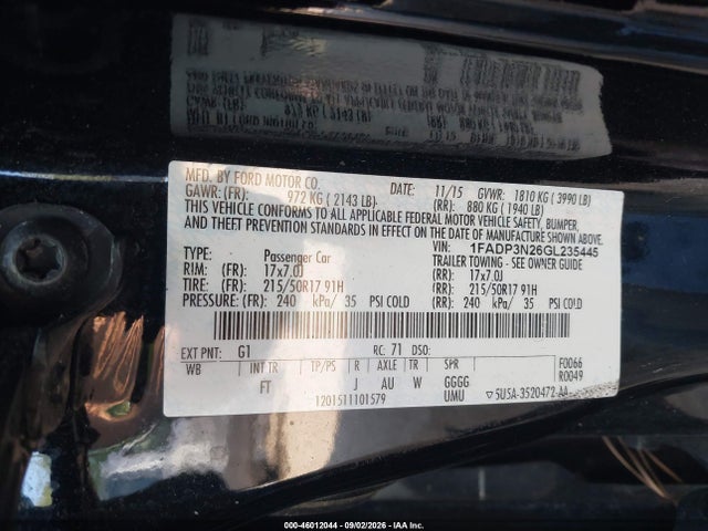 Aukcja sprzedaży 2016 Ford Focus Titanium, vin: 1FADP3N26GL235445, numer aukcji: 46012044