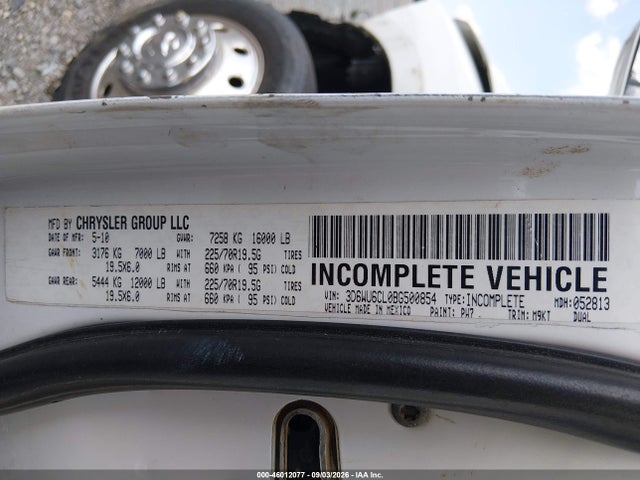 Продаж на аукціоні авто 2011 Ram Ram 4500 Hd Chassis St/slt/laramie, vin: 3D6WU6CL0BG500854, номер лоту: 46012077