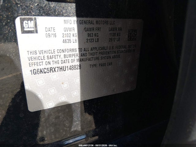 Продаж на аукціоні авто 2017 Cadillac Ct6 Luxury, vin: 1G6KC5RX7HU148828, номер лоту: 46012136