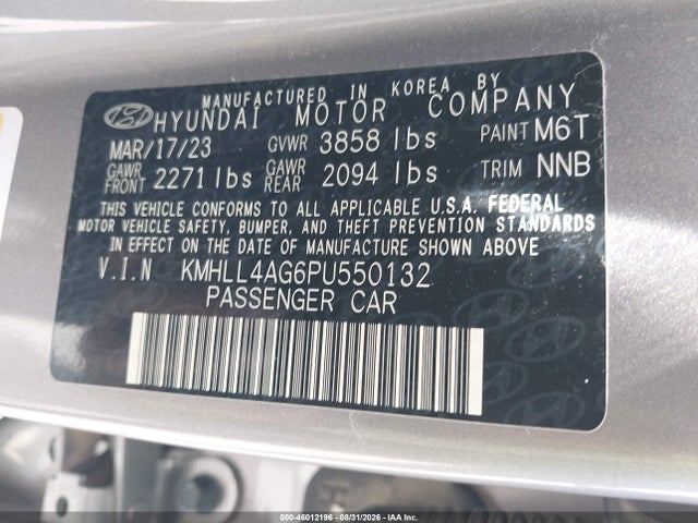Aukcja sprzedaży 2023 Hyundai Elantra Se, vin: KMHLL4AG6PU550132, numer aukcji: 46012196