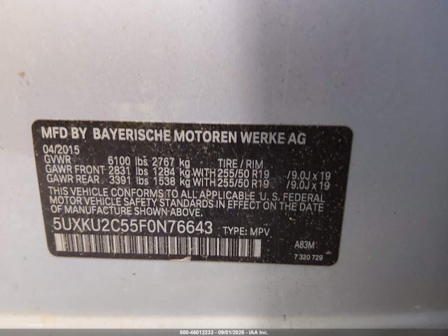 Продажа на аукционе авто 2015 Bmw X6 Xdrive35i, vin: 5UXKU2C55F0N76643, номер лота: 46012233