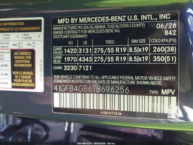 Продажа на аукционе авто 2026 Mercedes-benz Gle 450e 4matic, vin: 4JGFB4GB6TB696256, номер лота: 46012270