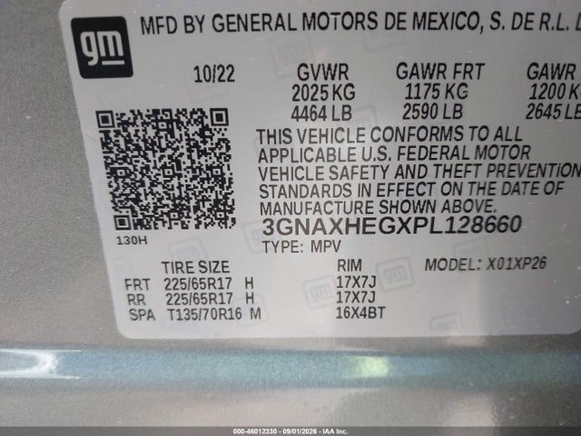 Aukcja sprzedaży 2023 Chevrolet Equinox Fwd Ls, vin: 3GNAXHEGXPL128660, numer aukcji: 46012330