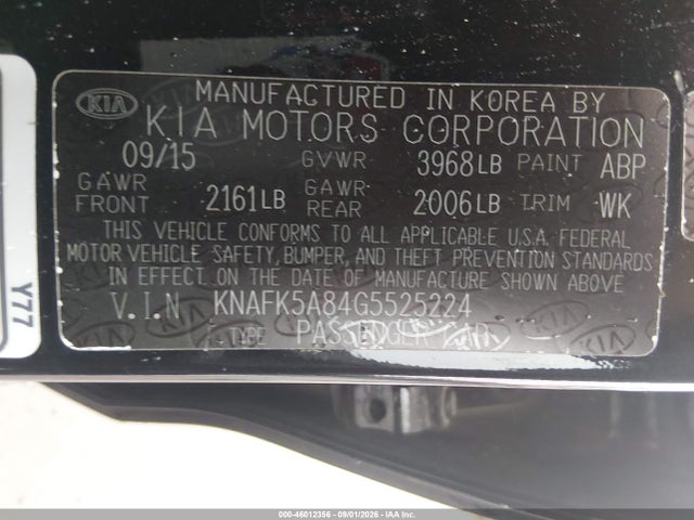 Aukcja sprzedaży 2016 Kia Forte Lx, vin: KNAFK5A84G5525224, numer aukcji: 46012356