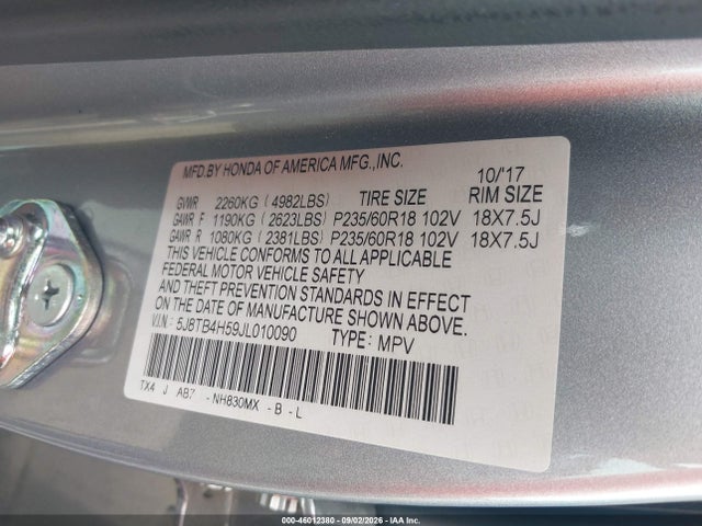 Aukcja sprzedaży 2018 Acura Rdx Technology   Acurawatch Plus Packages/technology Package, vin: 5J8TB4H59JL010090, numer aukcji: 46012380
