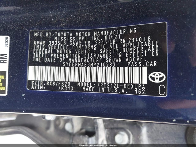 Toyota COROLLA LE 2021 5YFEPMAE3MP210283 Image 9