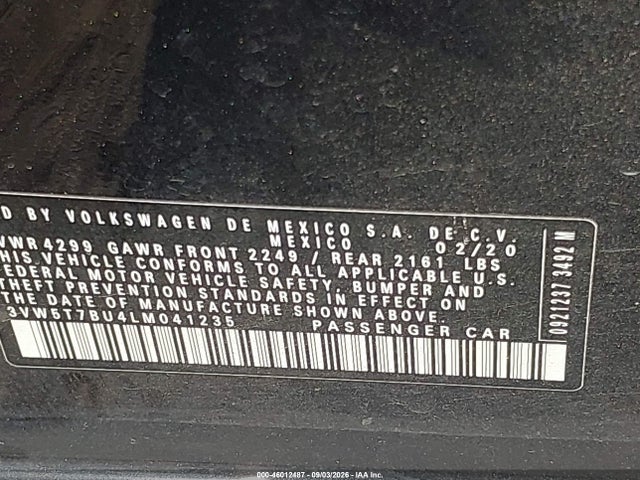 Продаж на аукціоні авто 2020 Volkswagen Jetta Gli 2.0t Autobahn/2.0t S, vin: 3VW5T7BU4LM041235, номер лоту: 46012487