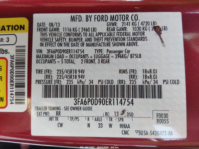 Ford Fusion Titanium 2014 3FA6P0D90ER114754 Image 9