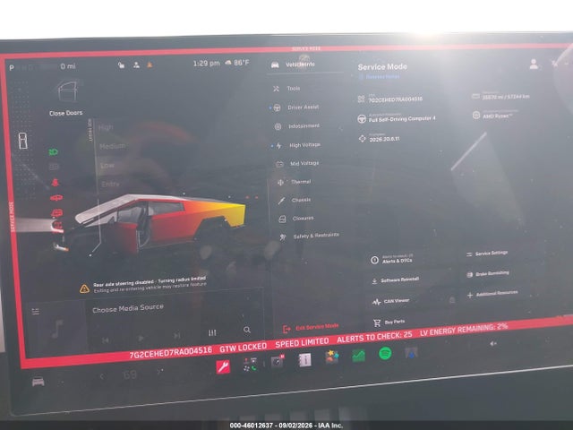 46012637 :رقم المزاد ، 7G2CEHED7RA004516 vin ، 2024 Tesla Cybertruck مزاد بيع
