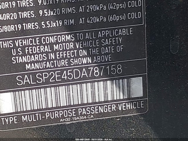 46012640 :رقم المزاد ، SALSP2E45DA787158 vin ، 2013 Land Rover Range Rover Sport Supercharged مزاد بيع