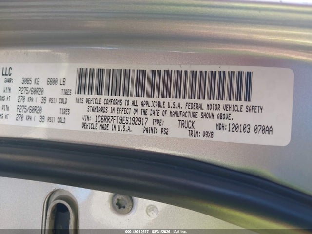2014 Ram 1500 Express მანქანა იყიდება აუქციონზე, vin: 1C6RR7FT9ES192917, აუქციონის ნომერი: 46012677