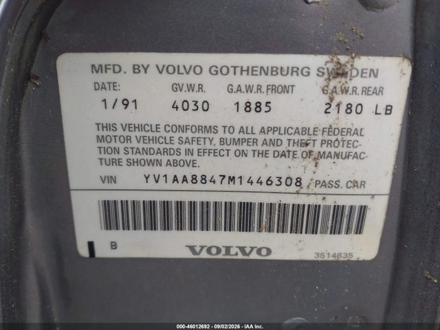 Продажа на аукционе авто 1991 Volvo 240, vin: YV1AA8847M1446308, номер лота: 46012692