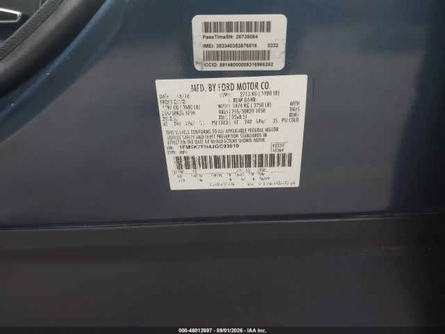 Aukcja sprzedaży 2018 Ford Explorer Limited, vin: 1FM5K7FH4JGC93010, numer aukcji: 46012697