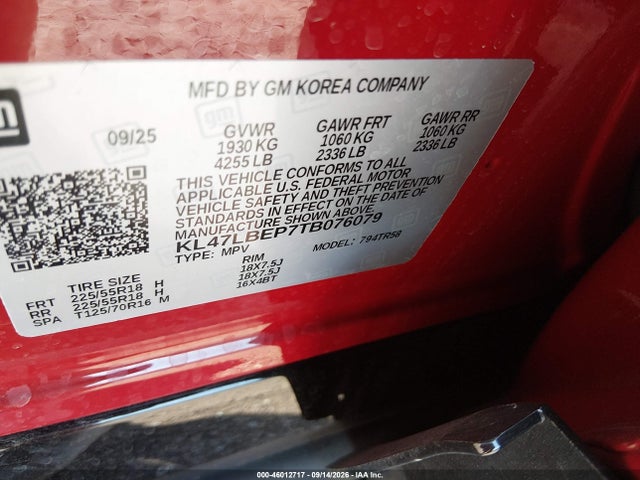 46012717 :رقم المزاد ، KL47LBEP7TB076079 vin ، 2026 Buick Envista Sport Touring Fwd مزاد بيع