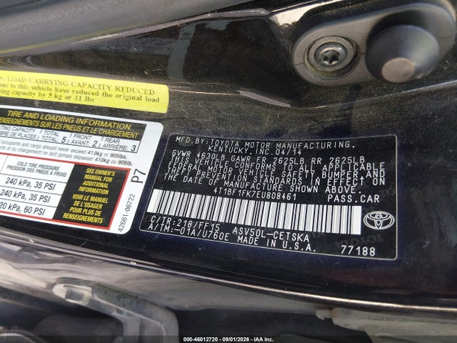 Aukcja sprzedaży 2014 Toyota Camry Se, vin: 4T1BF1FK7EU808461, numer aukcji: 46012720